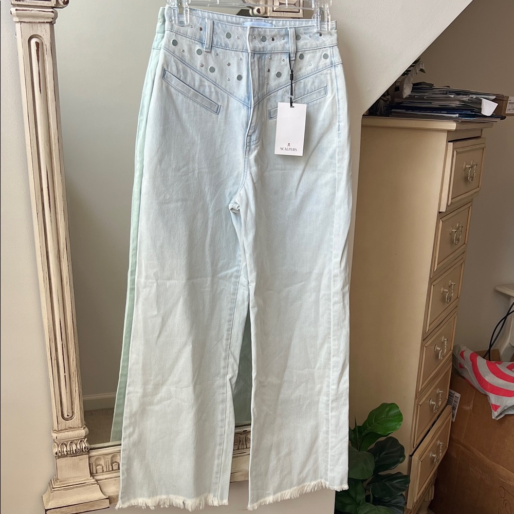 Elegant Light Blue Wide Leg Jeans
